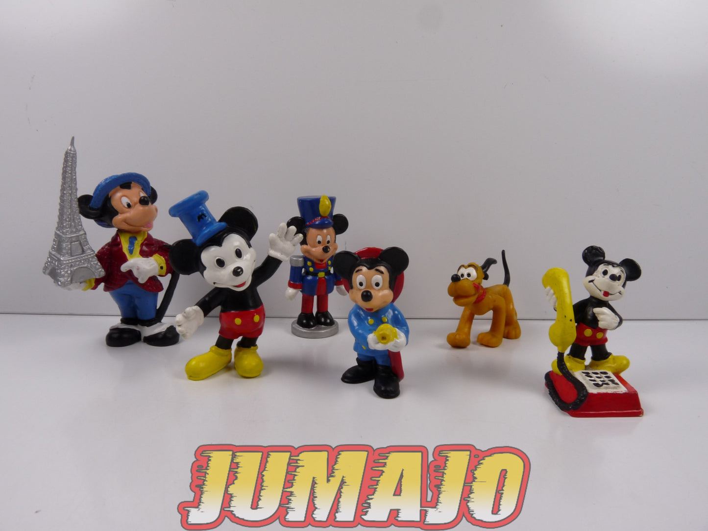 FIG9 lot 6 figurines PVC COMICS SPAIN/DISNEY BULLY 6cm : Mickey pompier, tour Eiffel , Pluto