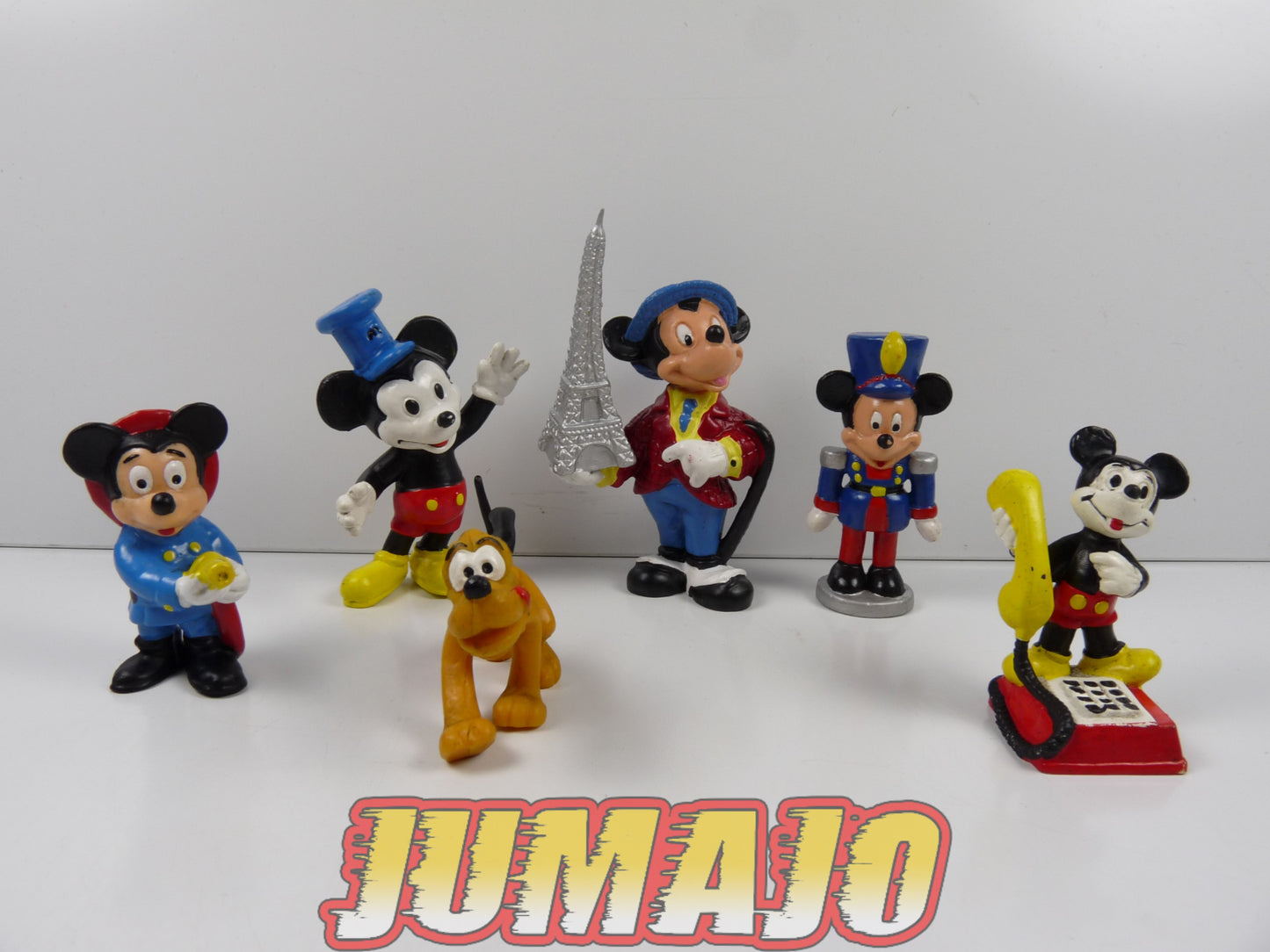 FIG9 lot 6 figurines PVC COMICS SPAIN/DISNEY BULLY 6cm : Mickey pompier, tour Eiffel , Pluto