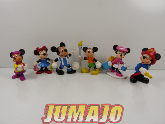 FIGZ lot 6 figurines PVC DISNEY COMICS SPAIN/BULLY 6cm : Mickey football, pompier, JO, Minnie
