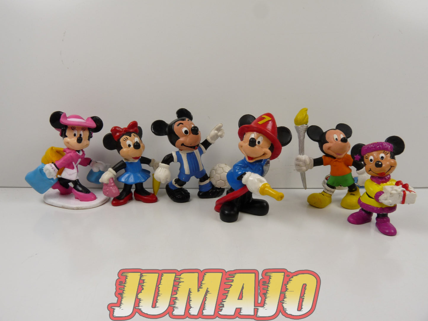 FIGZ lot 6 figurines PVC DISNEY COMICS SPAIN/BULLY 6cm : Mickey football, pompier, JO, Minnie
