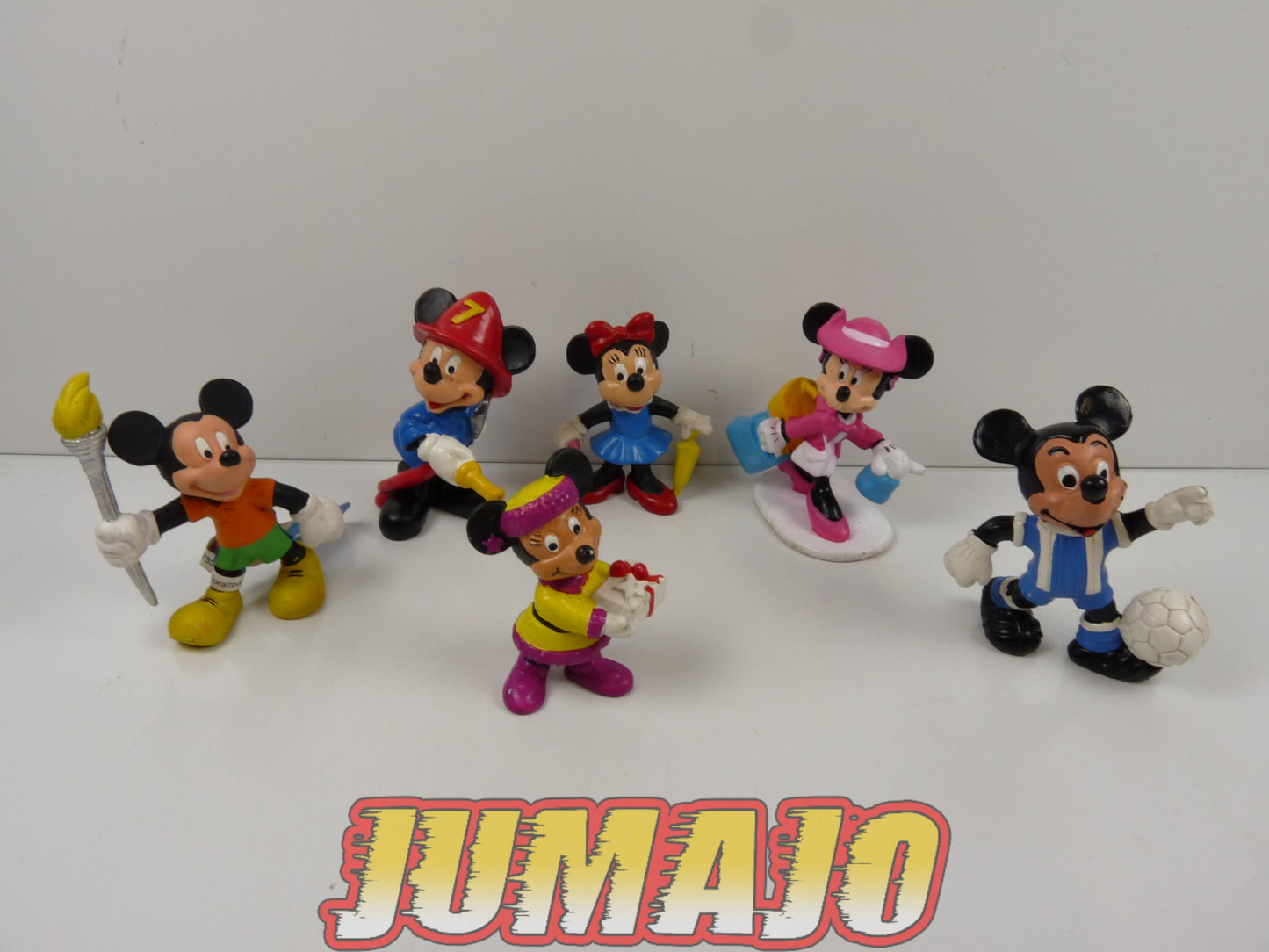 FIGZ lot 6 figurines PVC DISNEY COMICS SPAIN/BULLY 6cm : Mickey football, pompier, JO, Minnie
