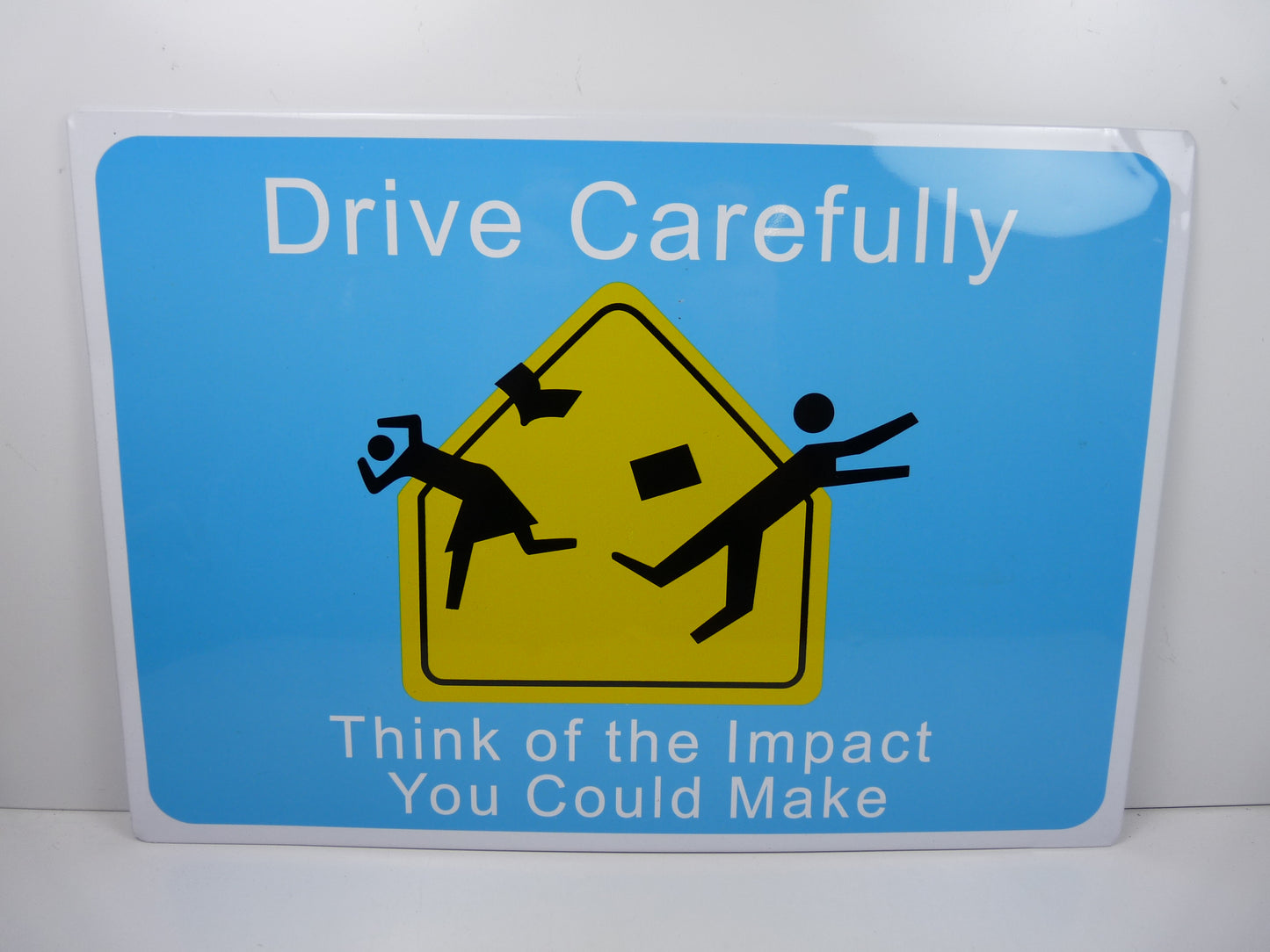 PB114 PLAQUE Panneau routier tolée 34 X 24 CM : roulez doucement drive carefully