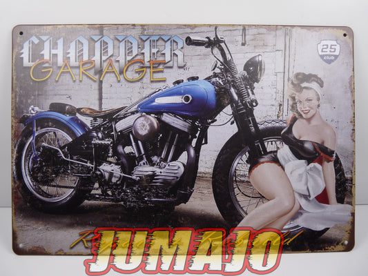 PB125  PLAQUES TOLEE vintage 20 X 30 cm : Pin'up Chopper garage moto Repair & Rebuild