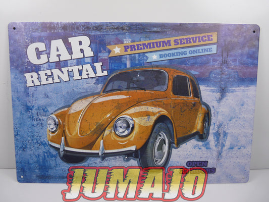 PB130 PLAQUES TOLEE vintage 20 X 30 cm : Voiture Beetle cox coccinelle jaune car rental