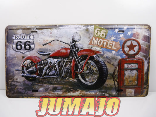 PB15 PLAQUES TOLEE vintage 15 X 30 cm embossé : Route 66 Moto
