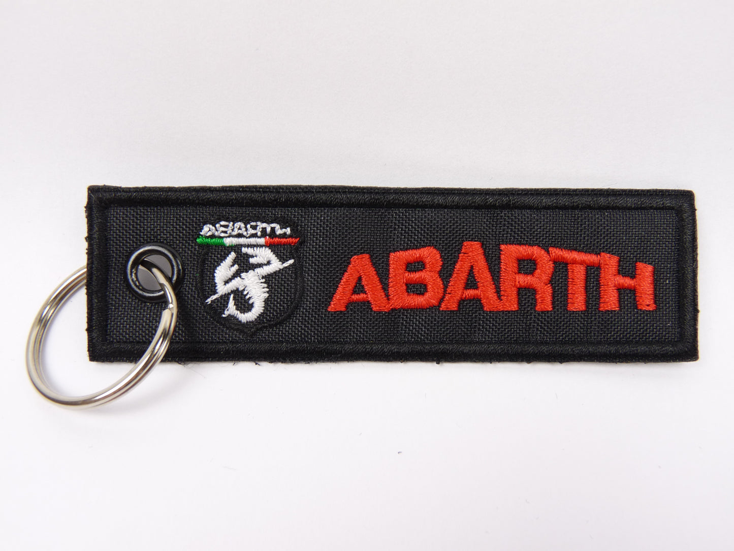 PC10 PORTE CLEF Broderie tissu environ 10,2cm x 2,8cm : Abarth