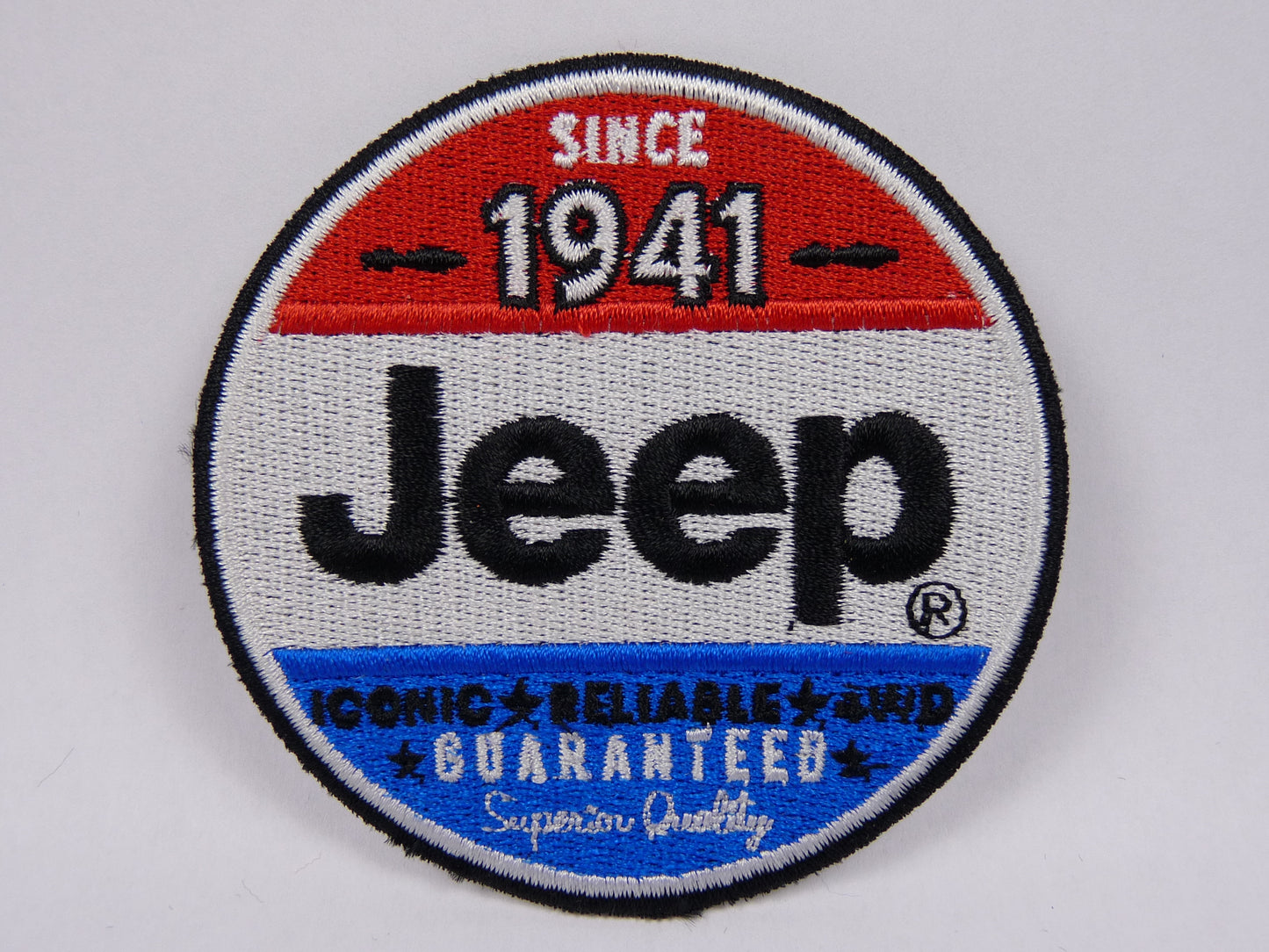 PTC11 Patch brodé thermocollé : logo Jeep Diamètre environ 8 cm
