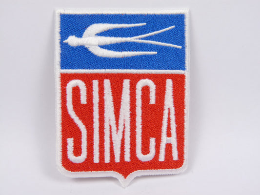 PTC127 Patch brodé thermocollé : Simca largeur environ 6.1 cm hauteur environ 8.1 cm
