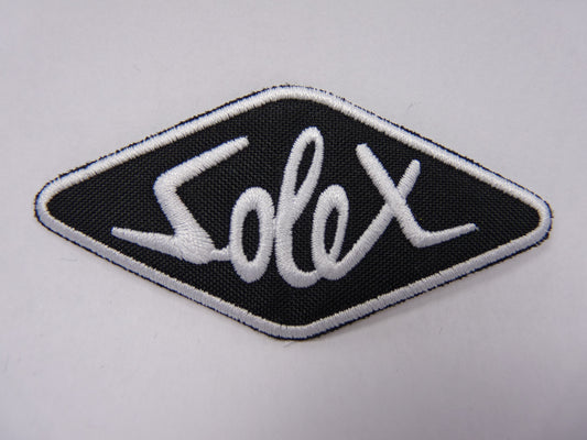 PTC129 Patch brodé thermocollé : logo Solex largeur environ 8.1 cm hauteur environ 4 cm