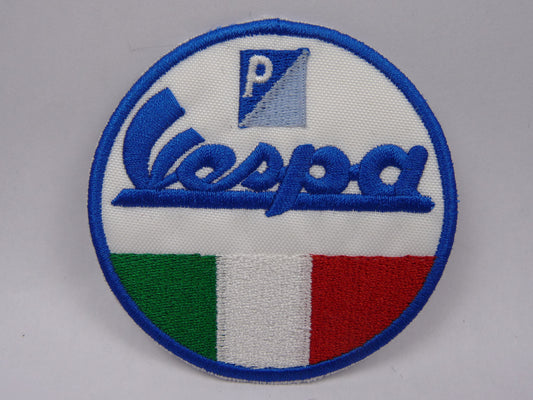 PTC136 Patch brodé thermocollé : logo Vespa Diamètre environ 7.4 cm