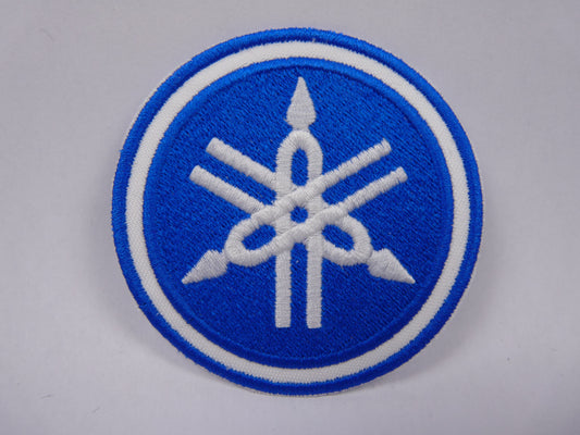 PTC19 Patch brodé thermocollé : logo Yamaha rond bleu Diamètre environ 7.2 cm