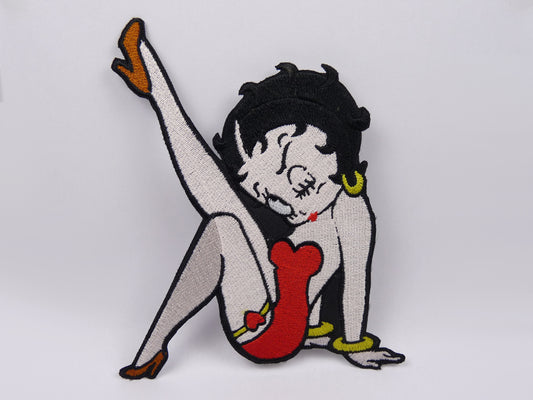 PTC29 Patch brodé thermocollé : logo Betty boop grand largeur environ 12.4 cm hauteur environ 14.5 cm