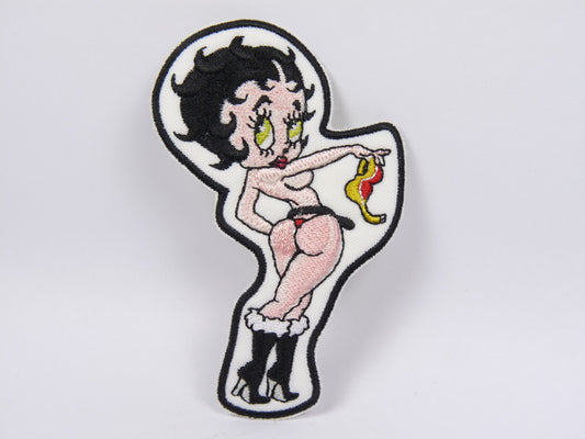 PTC35 Patch brodé thermocollé : logo Betty boop sexy largeur environ 6.3 cm hauteur environ 10.2 cm