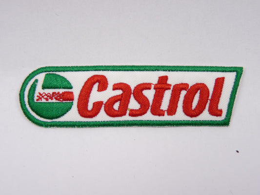 PTC39 Patch brodé thermocollé : logo Castrol largeur environ 9 cm hauteur environ 2.4 cm