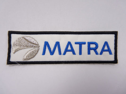 PTC96 Patch brodé thermocollé : logo Matra largeur environ 10.1 cm hauteur environ 3.1 cm