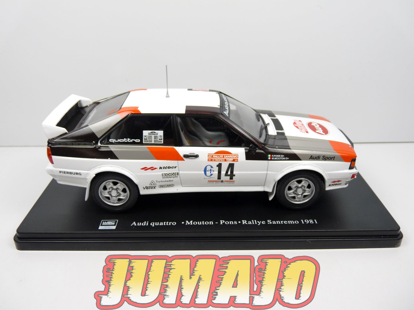 RVQ22 Voiture Rallye 1/24 SALVAT Models : AUDI Quattro A1 1981 #14 Mouton Pons