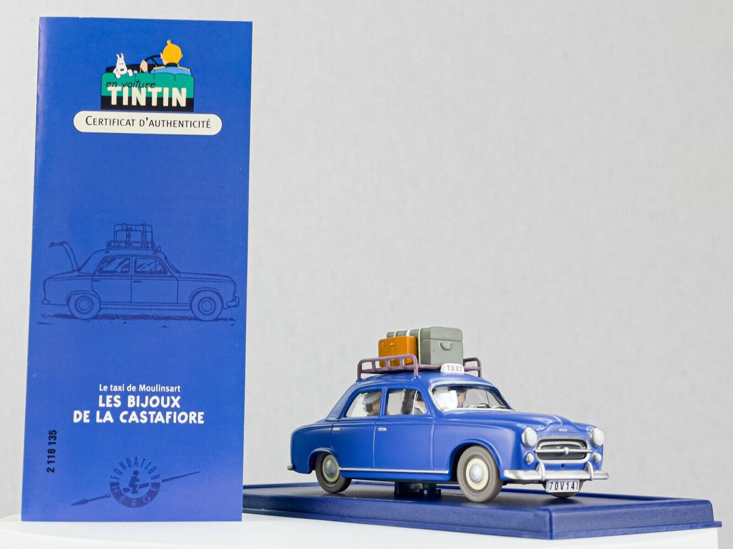TIN35 Atlas 1/43 TINTIN en Voiture : Peugeot 403 1960 Taxi *Occasion