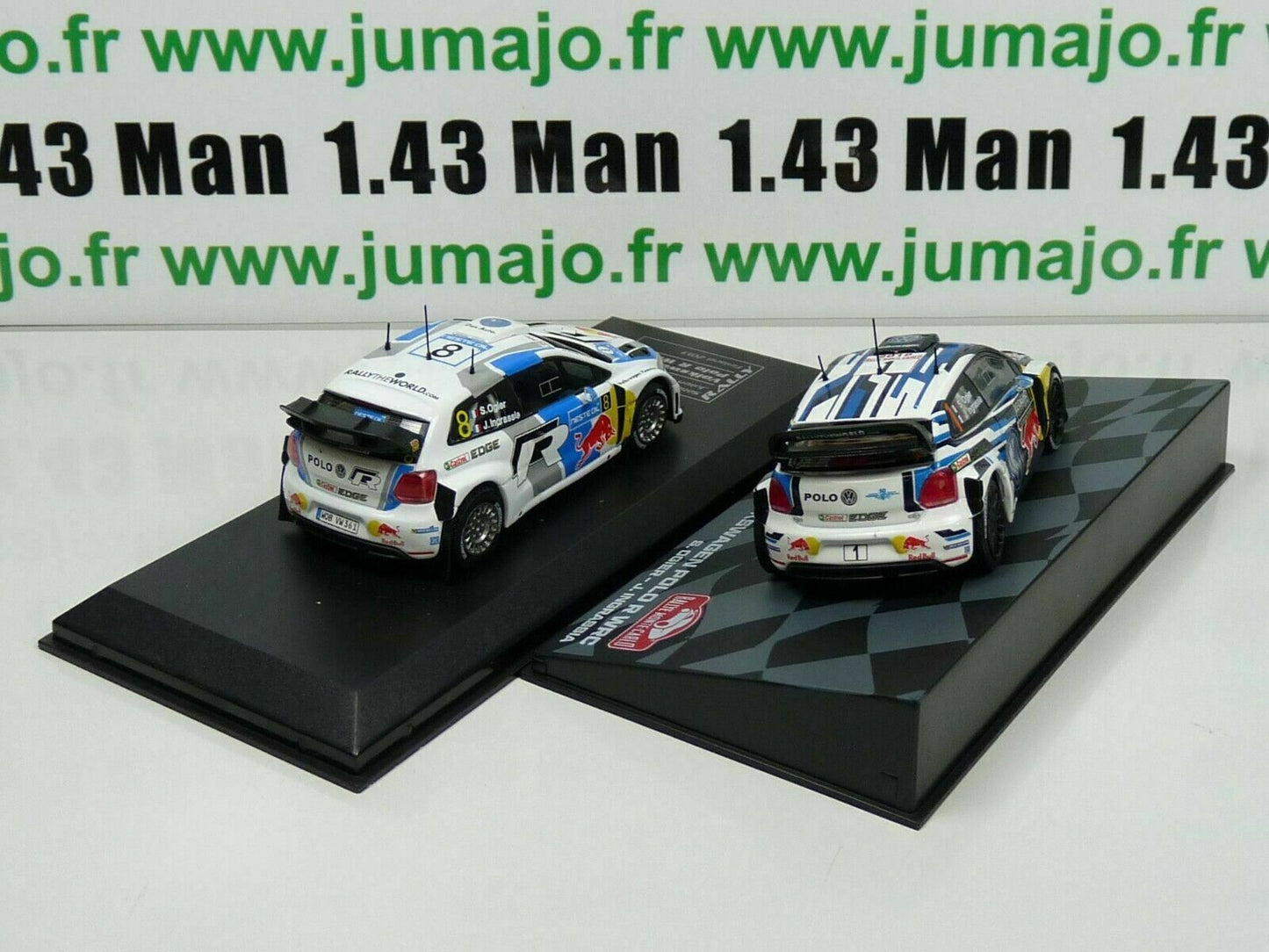 LOT 2X 1/43 IXO Rallye VOLKSWAGEN POLO R WRC OGIER M. Carlo 2016 / Finlande 2013