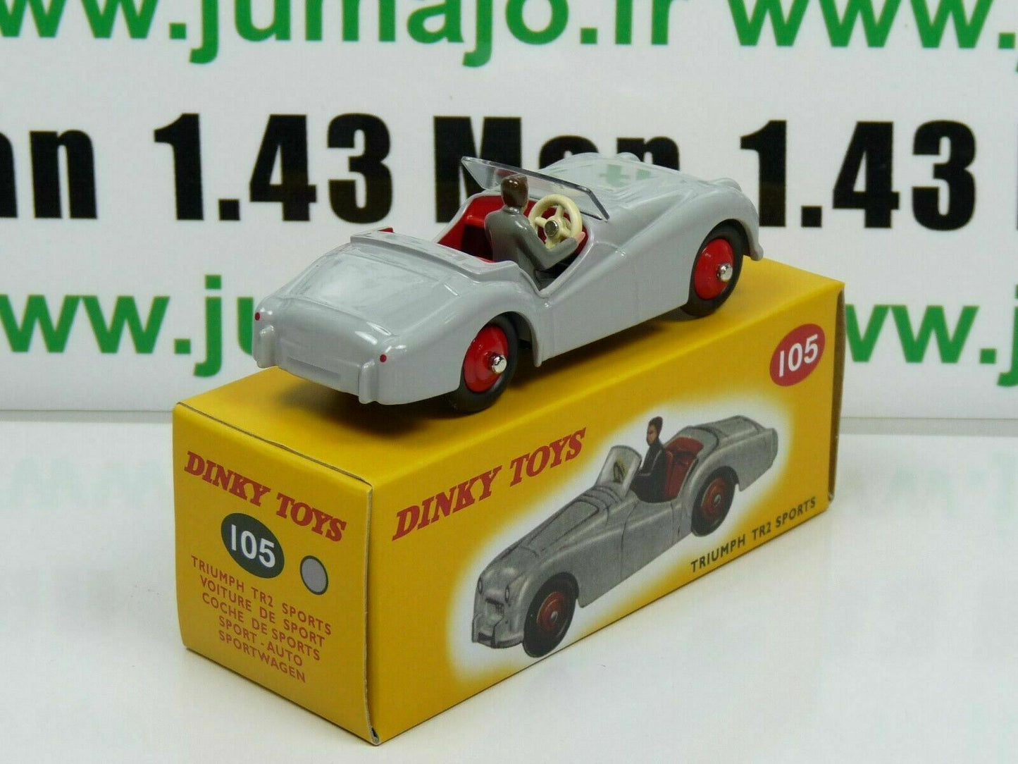 DT50 Voiture réédition DINKY TOYS atlas : 105 TRIUMPH TR2 sports grise UK