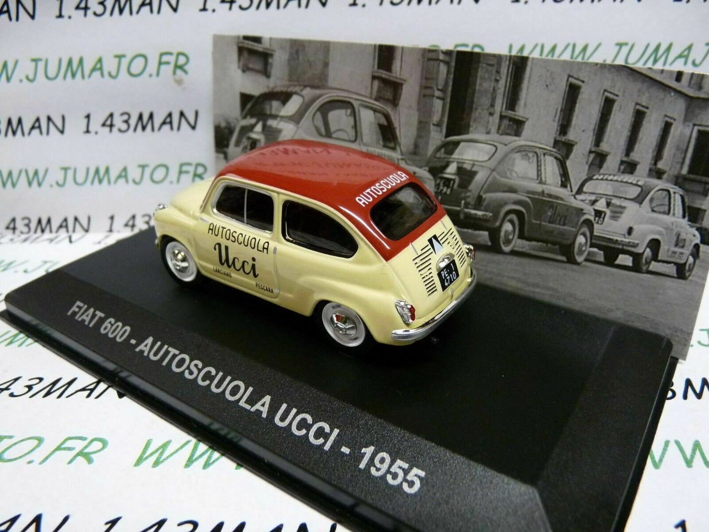 PIT53 1/43 IXO Véhicules d'époque ITALIE : FIAT 600 auto-école 1955