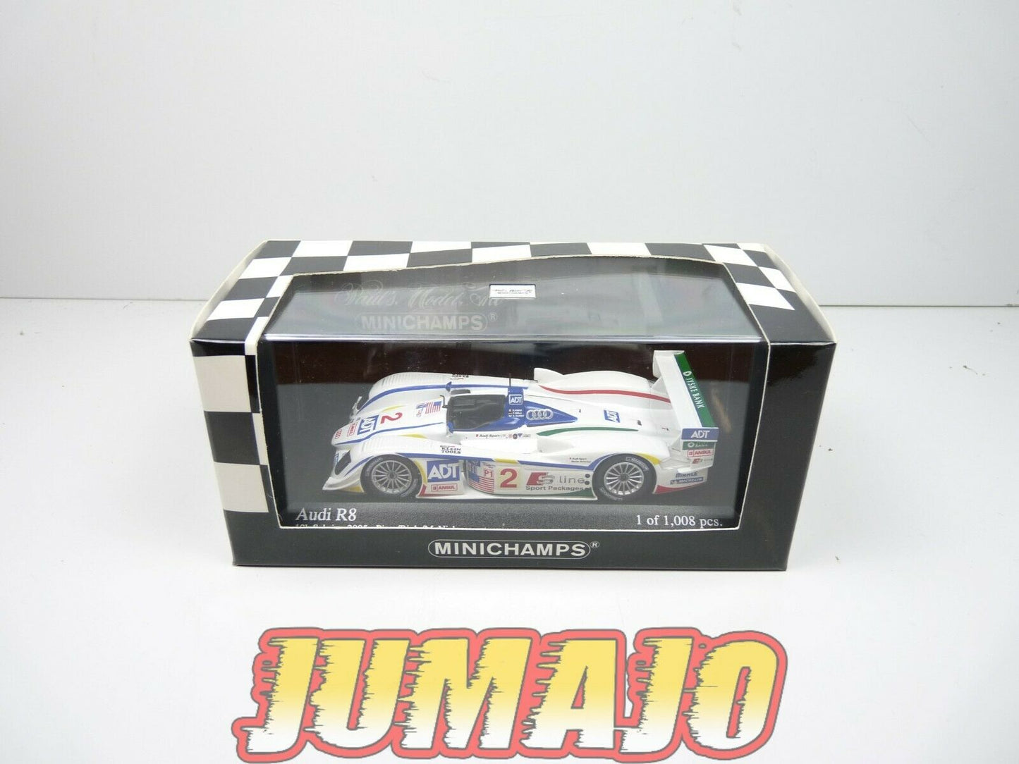 24H49Z voiture 1/43 MINICHAMPS 12 Heures Sebring AUDI R8 Pirro/Biela #2 2005