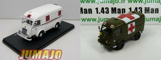 lot 2 RENAULT 1/43 100 kg AMBULANCE UTR35 206 régie Renault + R2087 croix rouge