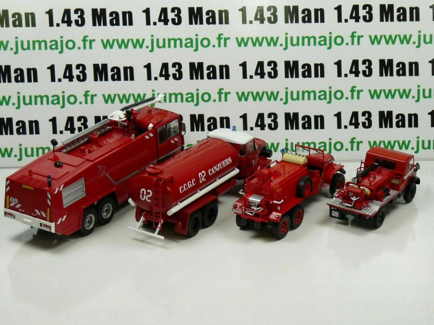 LOT 4 CAMIONS POMPIERS IXO : UNIMOG 404, Renault GBH, GMC CCkw, Thomas VIGP