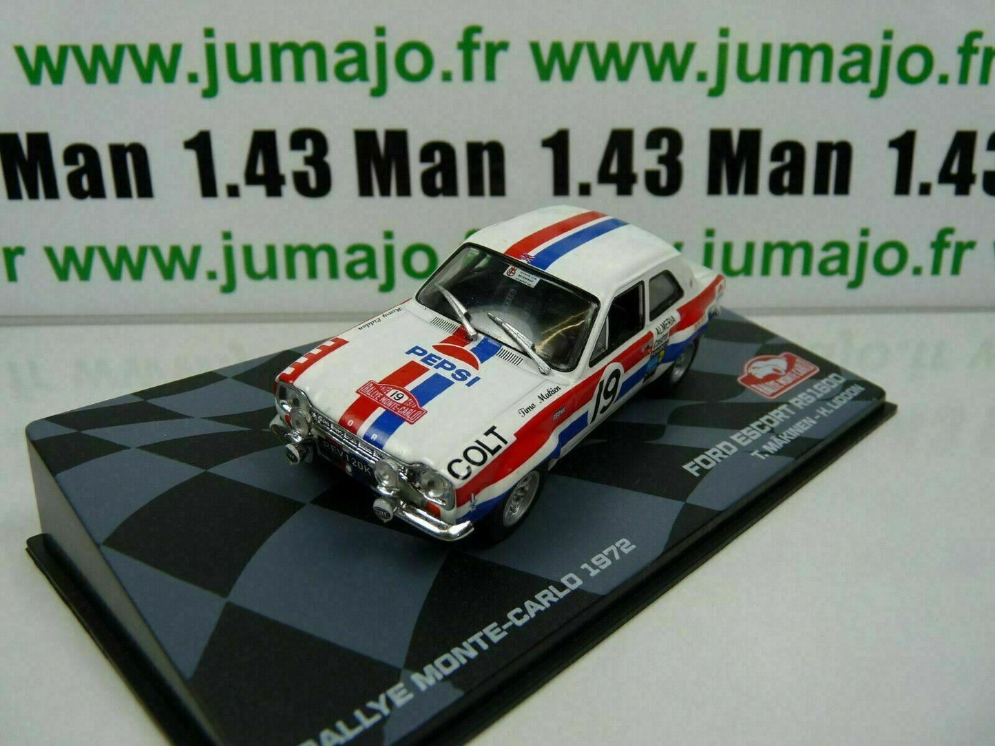 RMIT29 1/43 IXO Rallye Monte Carlo : FORD ESCORT RS1600 1972 #19 T.Makinen Pepsi