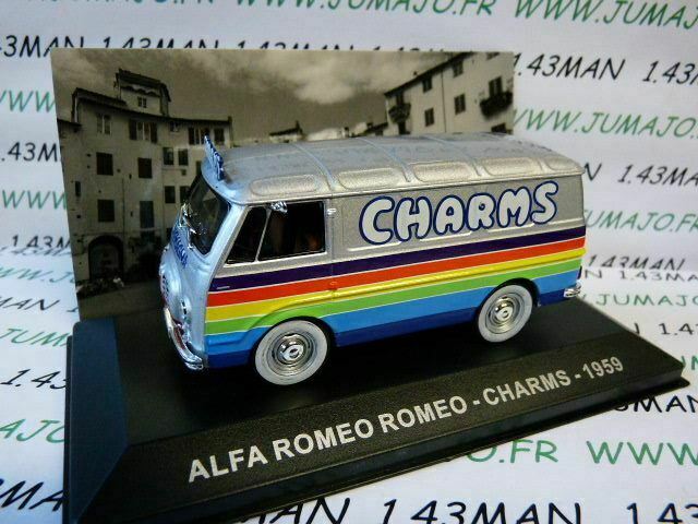 lot 4 1/43 IXO Altaya camionnette FIAT Alfa Roméo Lavazza Ferrero Plasmon Charms