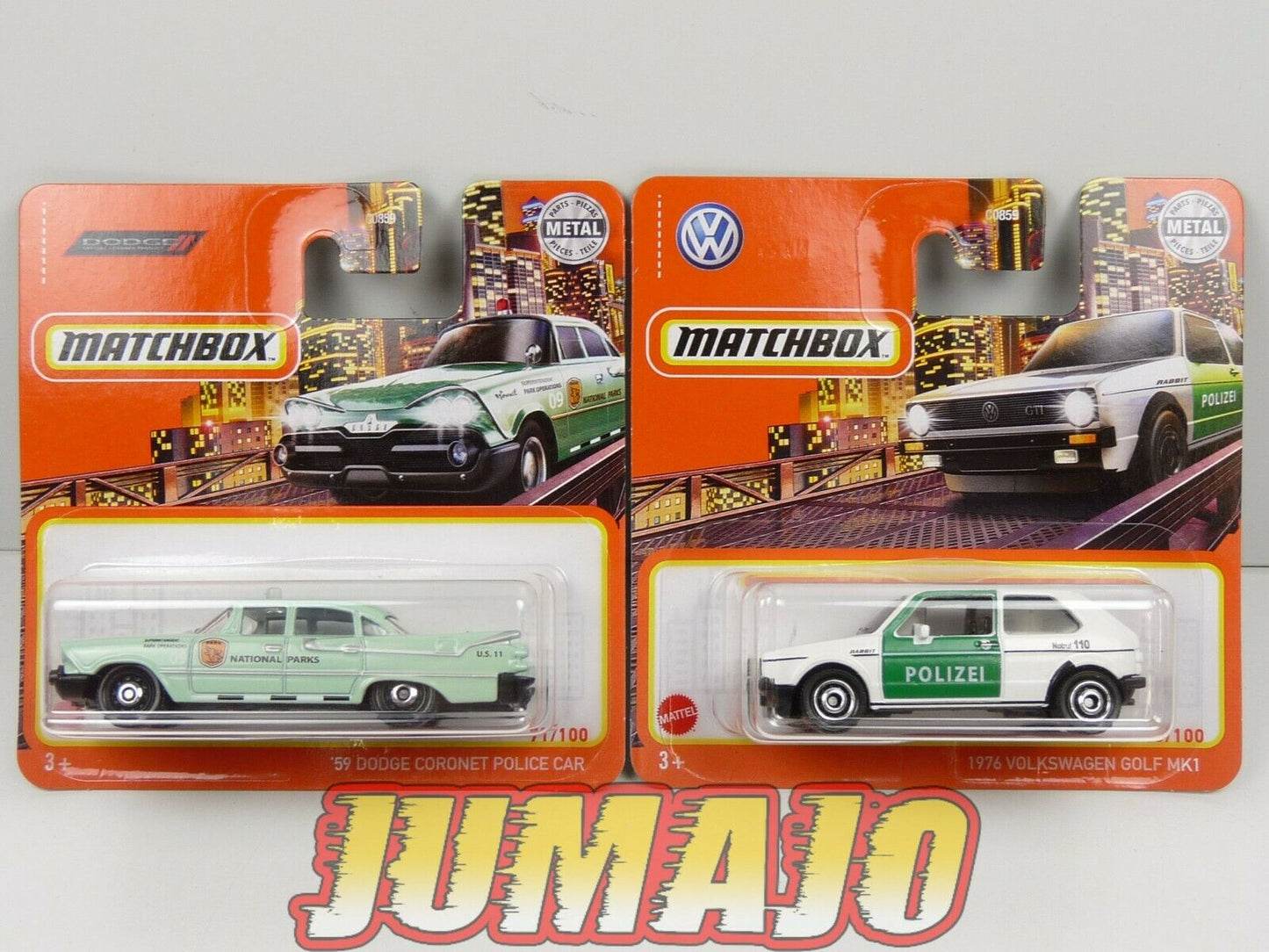 TRI13 : 5 X 3 inches Matchbox Police et service Ford interceptor Golf MKI Dodge