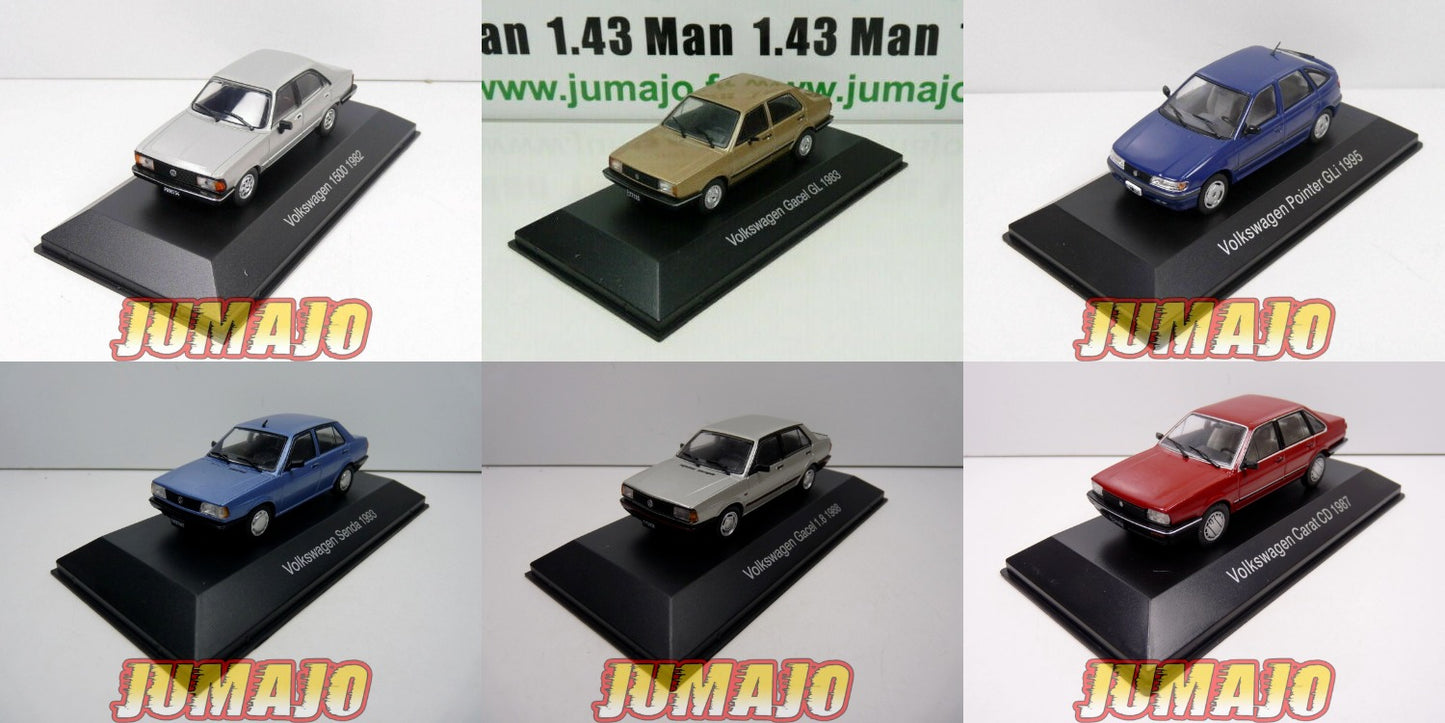LOT 6 Voitures Volkswagen 1/43 SALVAT Autos Inolvidables : Carat CD Gacel 1.8 et GL Senda Pointer 1500