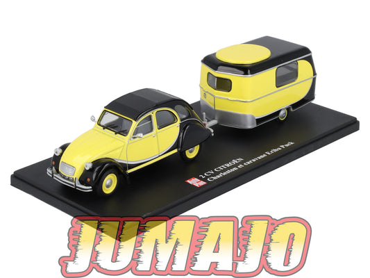2CVAP34 Voiture 1/43 ELIGOR Auto plus : CITROEN 2CV Charleston & Caravane Eriba Puck