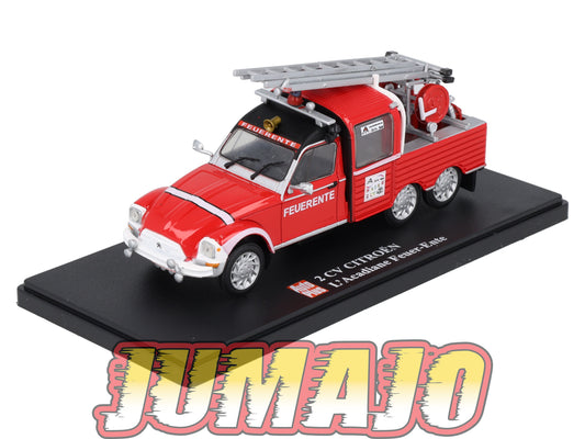 2CVAP7 Voiture 1/43 ELIGOR Auto plus : CITROEN 2CV L'Acadiane Feuer Ente 6 Roues Pompiers