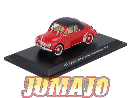 4CV29 Voiture 1/43 Eligor RENAULT 4 CV 2 Portes Cabriolet Carosserie Labourdette 1952
