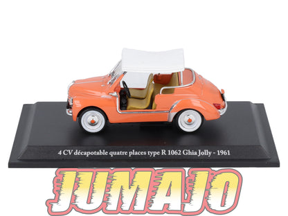 4CV7 Voiture 1/43 Eligor RENAULT 4 CV Décapotable 4 places Type R 1062 Ghia Jolly 1961