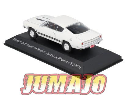 AC139 Voiture 1/43 IXO Altaya Plymouth Barracuda Sports Fastback Formula S 1968 blanc