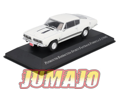 AC139 Voiture 1/43 IXO Altaya Plymouth Barracuda Sports Fastback Formula S 1968 blanc
