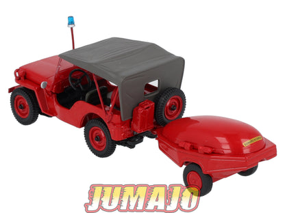 CPL20 Véhicules Légers Sapeurs Pompiers 1/43 Hachette JEEP Willys avec moto-pompe