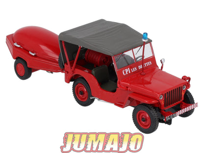 CPL20 Véhicules Légers Sapeurs Pompiers 1/43 Hachette JEEP Willys avec moto-pompe