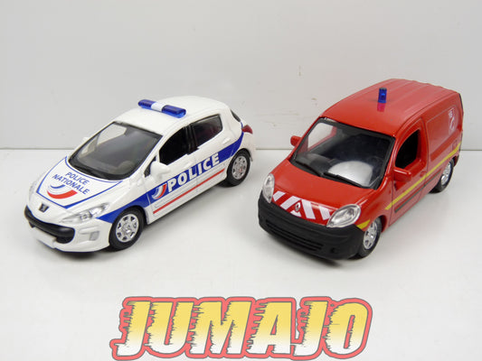 CPL4 coffret 2 VOITURE 1/43 NOREV JET-CAR  : Peugeot 308 police + Kangoo pompier