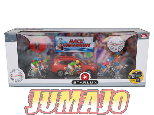 DIV49 VOITURE 1/32 STARLUX : Coffret Tour De France Peugeot 4007 + 7 Coureurs Cyclistes