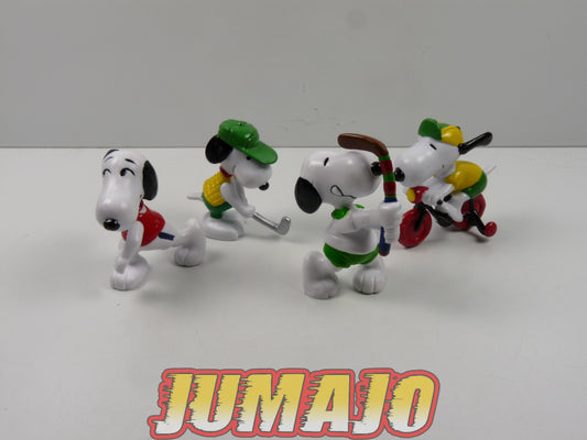 FIG100 : Lot de 4 figurines "Snoopy" SCHLEICH 6cm : Snoopy Vélo + Hockey + Golf + Frisbee