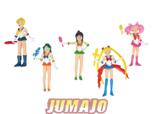 FIG137 Lot 5 figurines Sailor moon PVC 8cm : Sailor Moon, Sailor Uranus & Sailor Chibi Moon