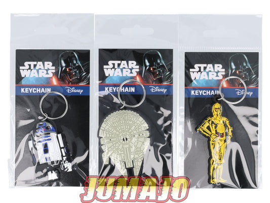 FIG140 Lot de 3 porte-clefs Disney Star Wars : R2D2, C-3PO & Vaisseau 5cm