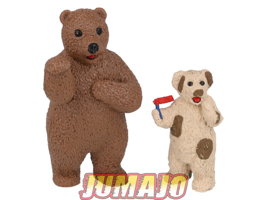 FIG165 2 Figurines PVC PAPO 1995 Bonne nuit les petits 8cm : Nounours + Oscar