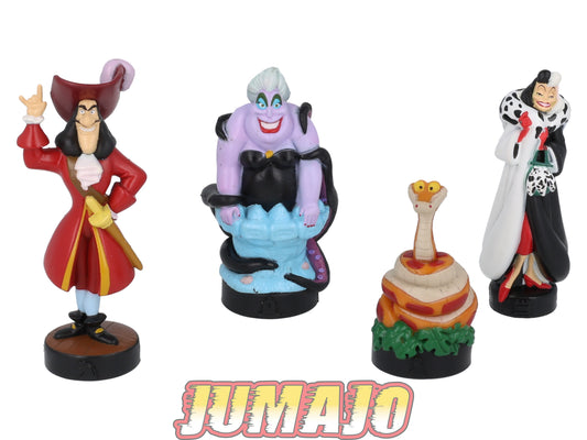 FIG41 lot de 4 figurines PVC Disney : Cruella, Captain Hook & Ursula 8cm