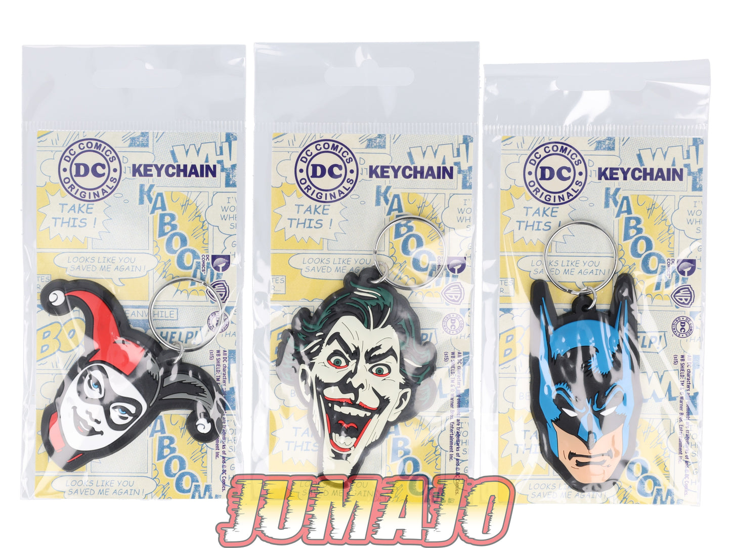 FIG76 Lot de 3 porte-clés DC Comics : Batman, Joker & Harley Quinn