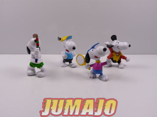 FIG144 : Lot de 4 figurines "Snoopy" SCHLEICH 6cm : Snoopy Tennis + Hockey + Danse + Course