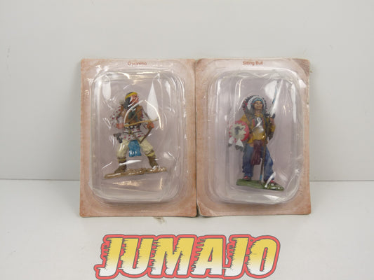 IND5 Lot de 2 figurines plomb Far West indiens : Sitting Bull et Geronimo 7cm