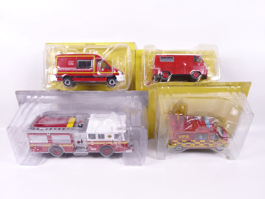 KAS-I Lot de 4 Camions 1/43 Modèles cassés Pompiers BROKEN MODELS